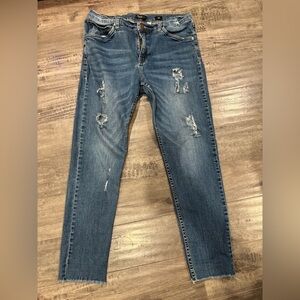 Trendy Distressed Blue Skinny Jeans